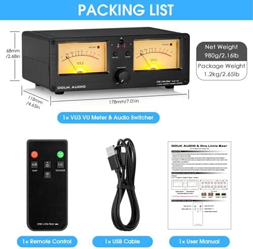 Dual Analoge VU Meter Audio Switcher 2 Way Amp/Speaker Audio Switcher Box Amp Selector DB Paneel Display