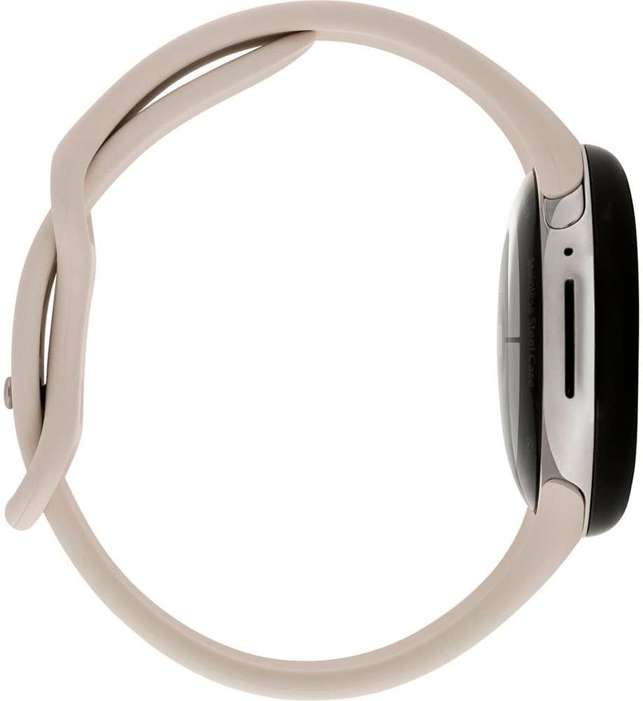 Google Pixel Watch - Android smartwatch met activiteitstracker en analyse - behuizing van roestvrij staal, gepolijst zilver met sportarmband in kiezelkleur, LTE