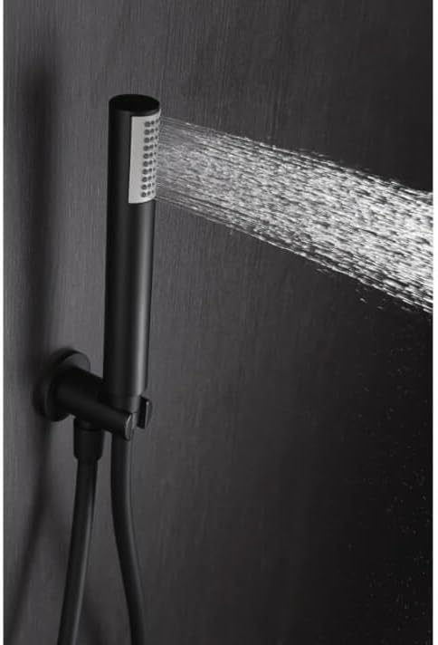 Thermostatische Douche Set – Douchekraan – Hoofddouche – Handdouche – Douchethermostaat – Mat Zwart – Extra Grote 25 cm Hoofddouche – RVS & Messing