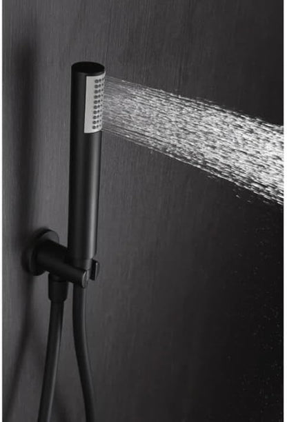Thermostatische Douche Set – Douchekraan – Hoofddouche – Handdouche – Douchethermostaat – Mat Zwart – Extra Grote 25 cm Hoofddouche – RVS & Messing