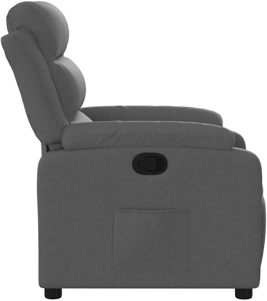 Relaxstoel donkergrijze stof TV fauteuil met ligfunctie, enkele ligstoel relaxstoel voor woonkamer, slaapkamer handmatig kantelsysteem mA7 - QUORE