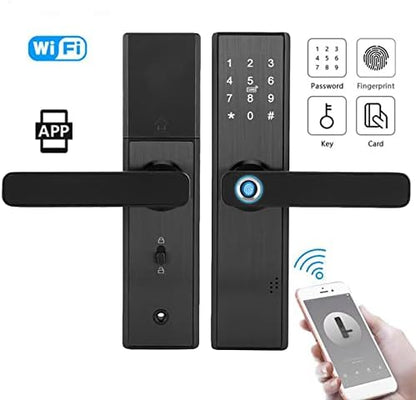 Smart Door Lock Smart Keyless Lock, WiFi Vingerafdruk en Touchscreen Deurslot Yale Voordeur Vingerafdrukslot Biometrisch