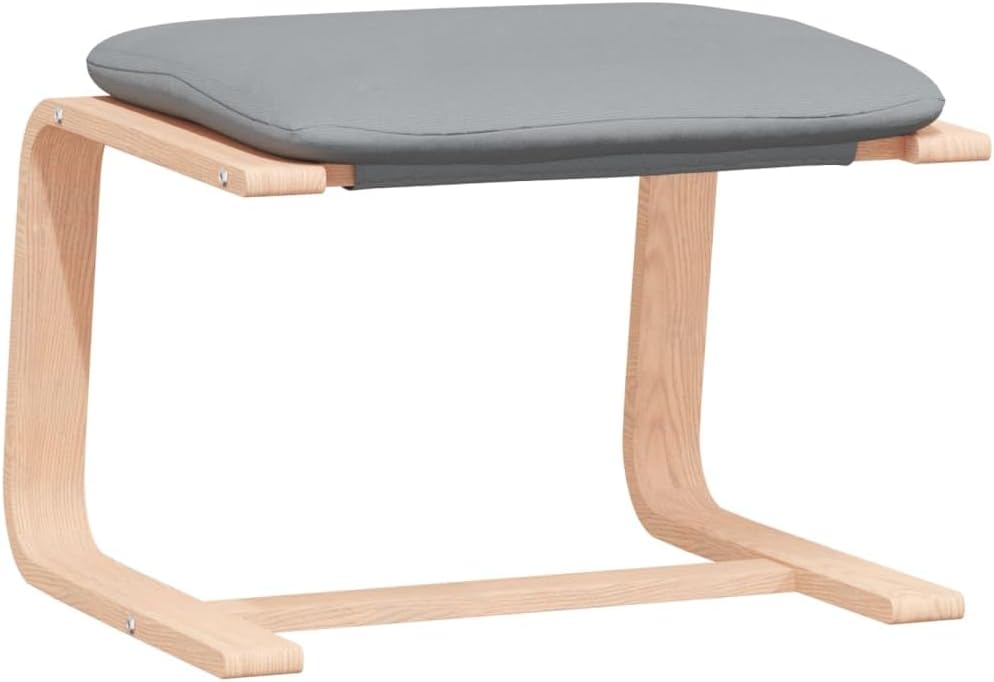 Relaxstoel – TV-Stoel – Ligstoel – Fauteuil – Lounge Chair – Lichtgrijs Stof – Massief Berkenhout Frame – Inclusief Voetenbank