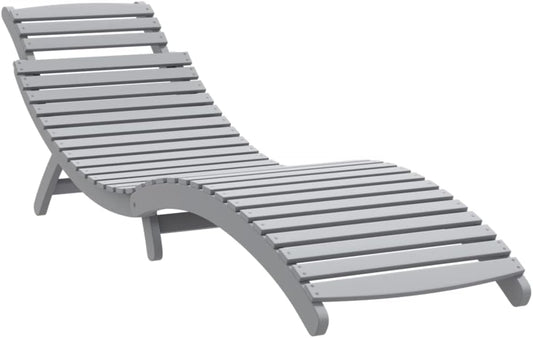vidaXL Sunbed 184x55x64 cm Solid Acacia Wood Grey, Outdoor Bed, Sun Bed, Sun Bed, Garden Lounger, Sun Lounger, Outdoor Lounger, Sun Lounger, Wooden Lounger - QUORE