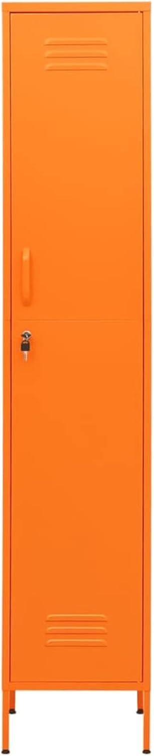 Gecheer Closet, Changing Cabinet, Metal Cabinet, Metal Cabinet, File Cabinet, Storage Cabinet, Cabinet with 4 Shelves, Steel, Orange, 35 x 46 x 180 cm - QUORE