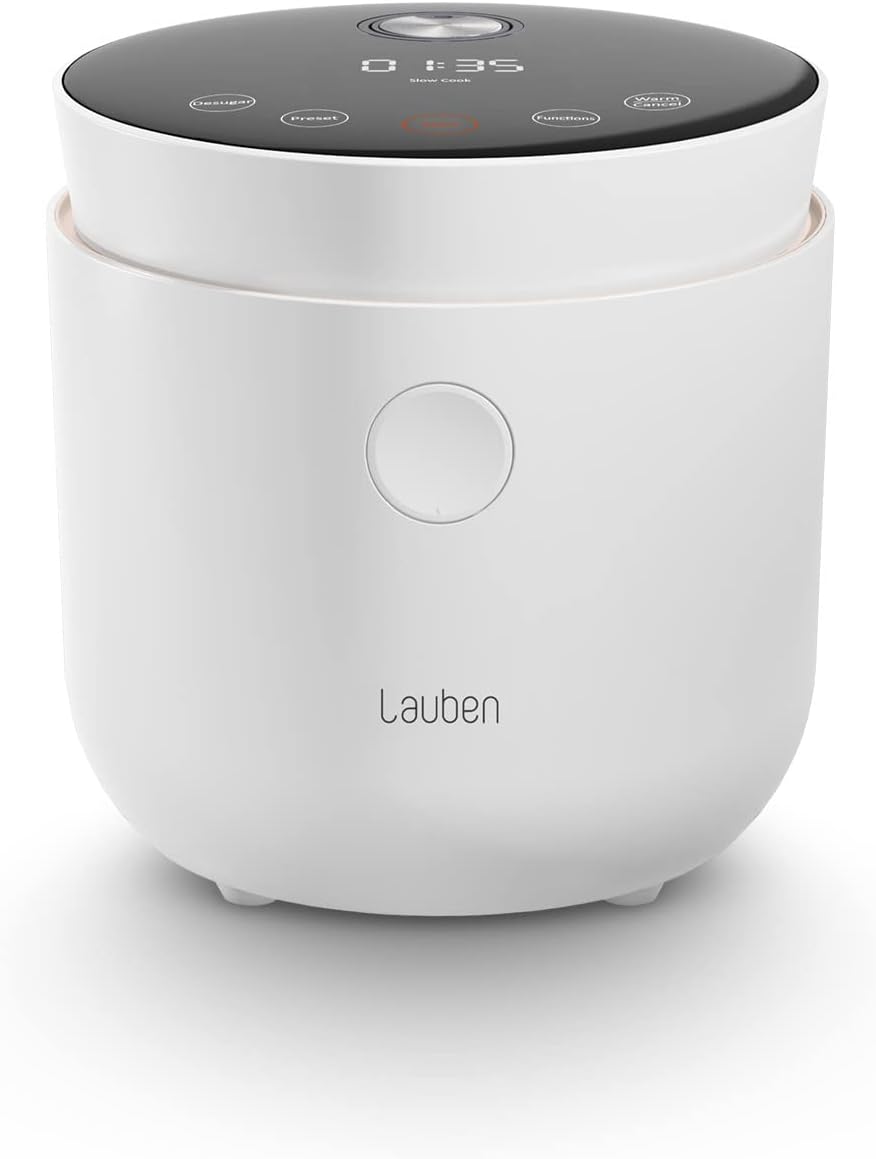 Lauben Low Sugar Rice Cooker rijstkoker met lage zoekfunctie, inhoud 1,5 l, vertraagde start, warm houden, binnencontainer vaatwasmachinebestendig, anti-aanbaklaag (wit)