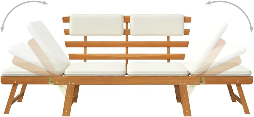 vidaXL Solid Acacia Wood Sunbed/Garden Bench Garden Furniture Sun Lounger Sun Bed Sofa