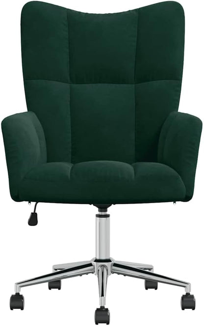 Relaxstoel Donkergroen – Fauteuil – Tv-Stoel – Leunstoel – Ligstoel – Verstelbare Zithoogte – 360° Draaibaar Met Wieltjes