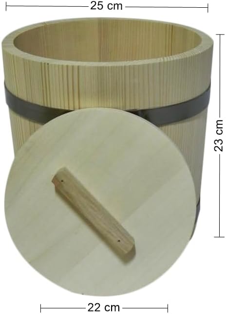 Wooden World – Set van 3 houten emmers met deksels voor het fermenteren van kool en komkommers – 5, 10 en 15 liter – voor zuurkoolopslag of sauna