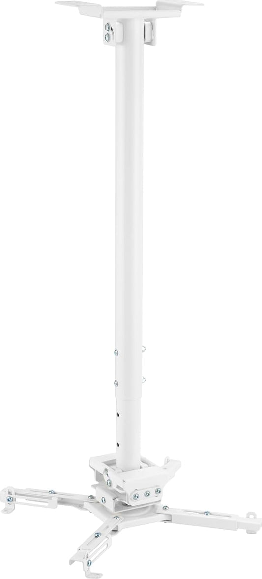 Heavy-Duty Projector Plafondsteun - Voor gekanteld of vlak plafond - Variabele afstand: 74,5-114,5 cm - Projector Gatafstand: 13-47cm - Max laadvermogen: 35 kg - Wit