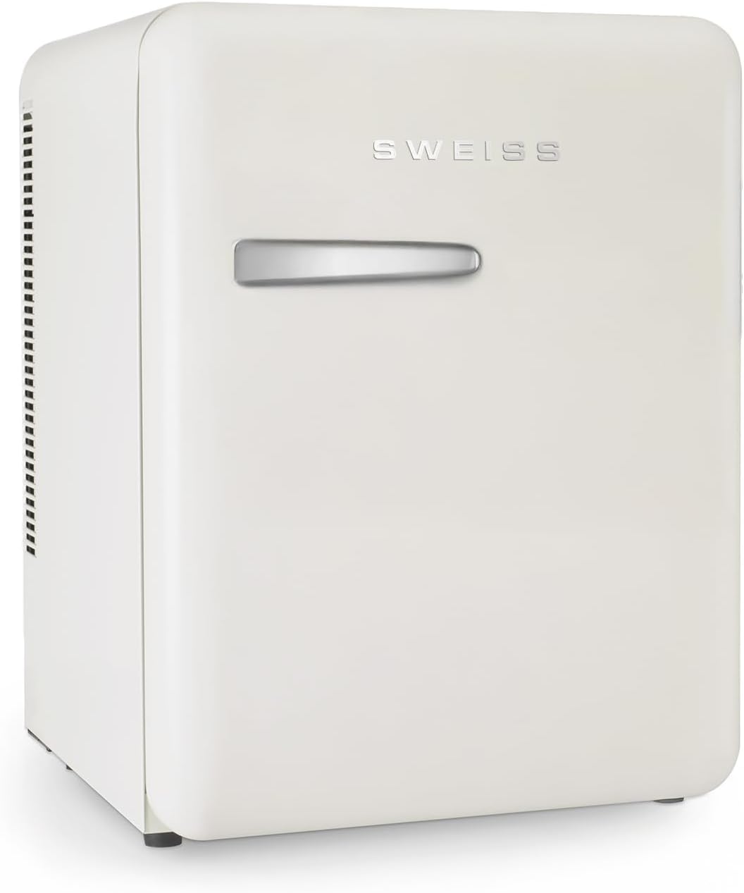 SWEISS WEISS8 Mini-bar, vintage, 31 l, mini-koelkast, compact, retro design, stille koelkast, 24 dB, voor slaapkamer, kantoor, dranken of cosmetica, instelbare temperatuur 6°-15 °C, beige