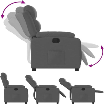 Relaxstoel donkergrijze stof TV fauteuil met ligfunctie, enkele ligstoel relaxstoel voor woonkamer, slaapkamer handmatig kantelsysteem mA7 - QUORE