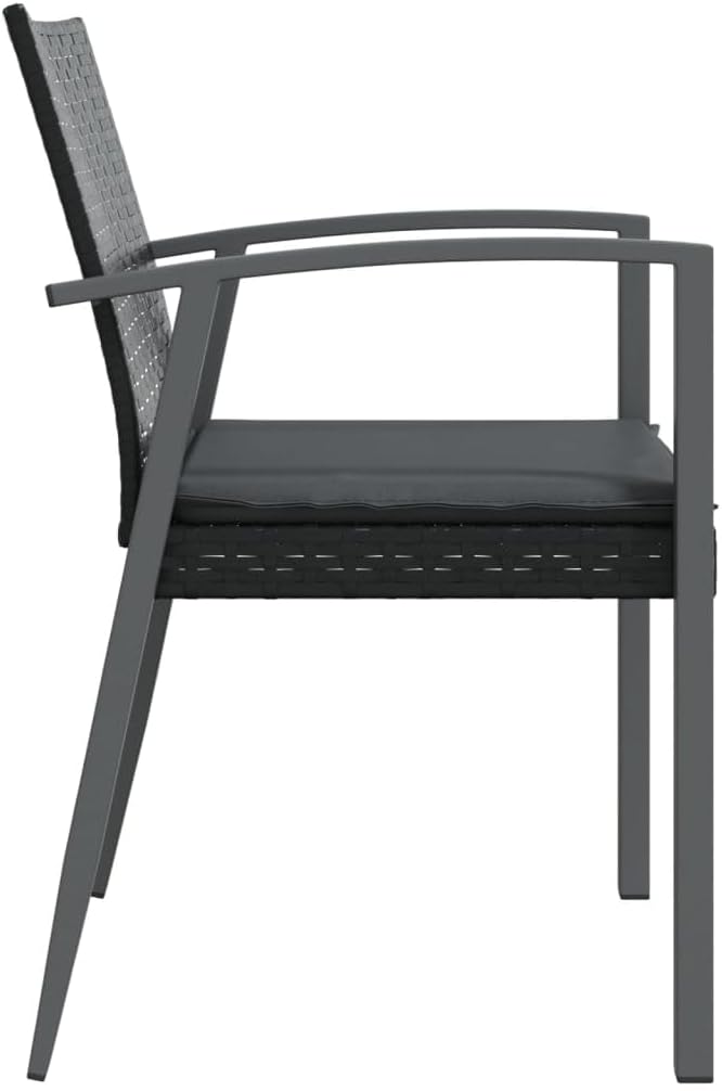 Pack of 6 synthetic rattan garden chairs with cushions, 56.5 x 57 x 83 cm, robust steel frame, robust, outdoor, comfortable chairs, patio, durable material - QUORE