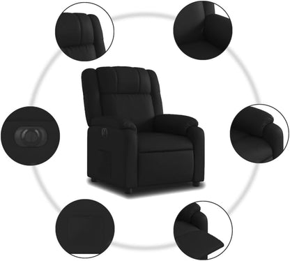 Elektrische Relaxstoel – Relaxfauteuil – Tv-stoel – Ligstoel – Kantelstoel – Zwart Kunstleer – Automatische Ligfunctie Tot 135 Graden – Stevig Hout-Metaal Frame