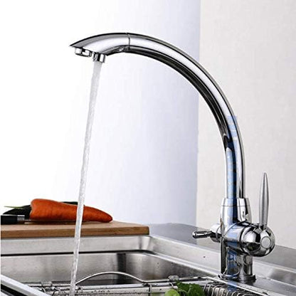 3-Weg Keukenkraan Voor Warm, Koud En Gefilterd Water – Waterfilterkraan – Mengkraan – Waterkraan – Kraan Voor Waterreiniger – 360° Draaibaar – Chroom Met Massief Messing