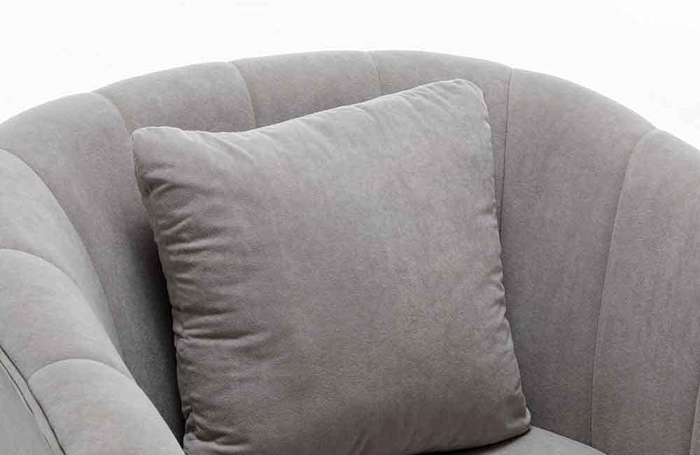 BAKAJI Fauteuil Relax stoel bekleding van stof structuur hout en metalen poten kleur goud gewatteerd, modern design, gewatteerd, grote rugleuning, afmetingen 80 x 70 x 80 cm (grijs)