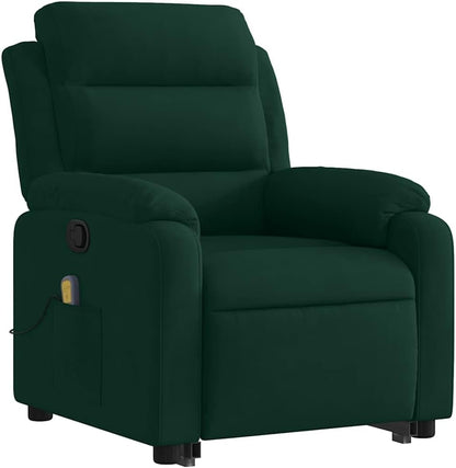 Relaxstoel – Opstahulp Stoel – Tv-Stoel – Ligstoel – Fauteuil – Elektrische Opstahulp – Donkergroen Fluweel