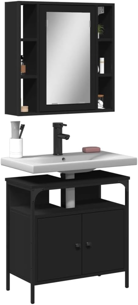 vidaXL 2-piece Bathroom furniture set wood black