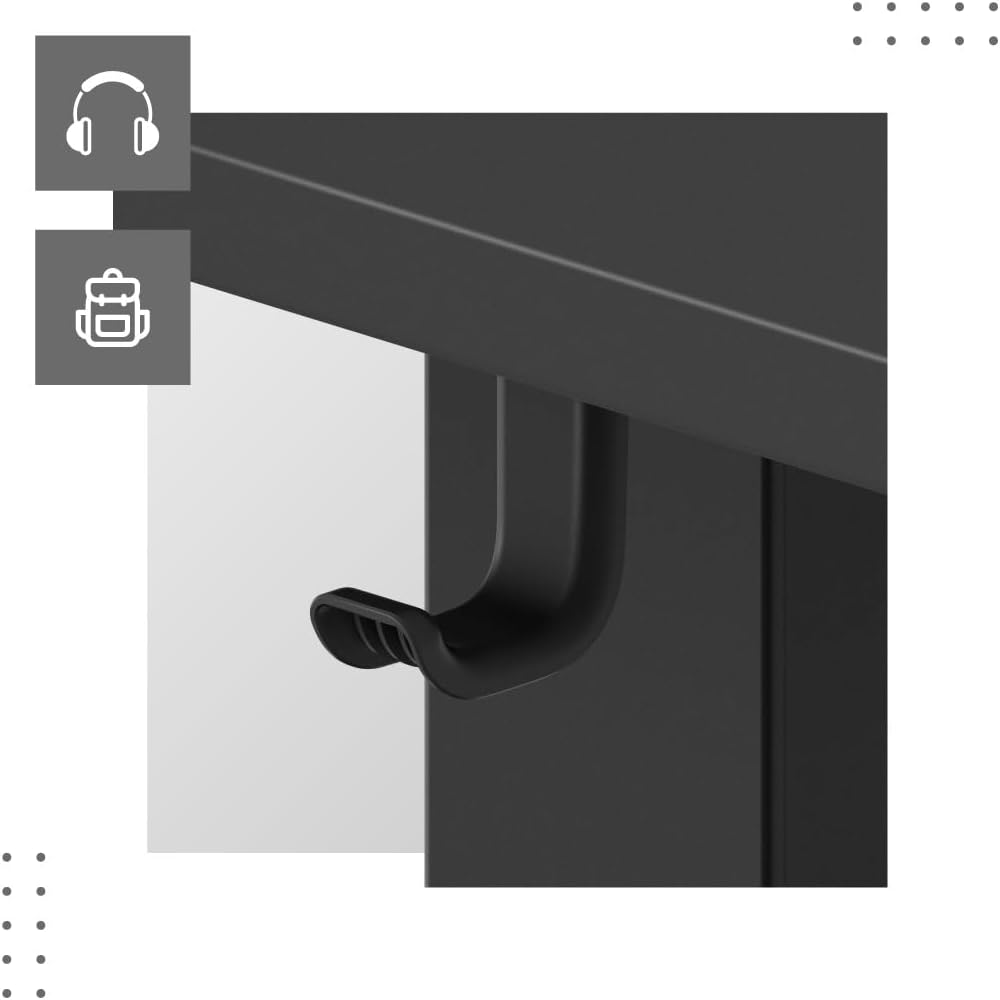 MARK ADLER Leader 7.6 Black Stand Desk Height Adjustable 160 x 80 cm 3 Memory Control Touch Screen Cable Pass-Through Headphone Hook Cup Holder Black - QUORE