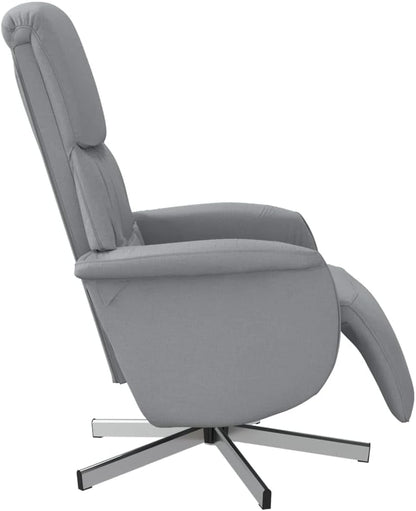 Relaxfauteuil – Verstelbare Fauteuil – Leunstoel – Draaifauteuil – Relaxstoel – Lichtgrijs – 360° Draaibaar – Handmatig Verstelbare Rugleuning en Voetensteun