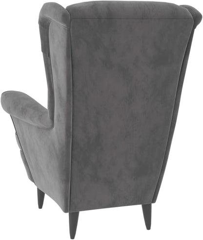 Fluwelen Fauteuil, Woonkamerfauteuil, Fluwelen Relaxfauteuil met Hoge Rugleuning, Loungestoel, Gestoffeerde Fauteuil voor Woonkamer, Slaapkamer, Studeerkamer, Logeerkamer (Lichtgrijs #10)