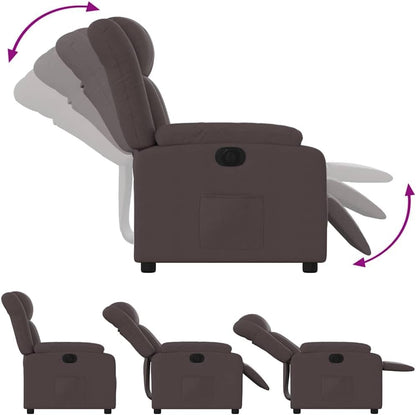 Elektrische Massagestoel, Fauteuil, Verstelbare Rugleuning, Voetsteun, Tv-Stoel, Relaxstoel met Ligfunctie, Ligstoel, Gestoffeerde Stoel, Fauteuil (lichtgrijs) (Donkerbruin #27)