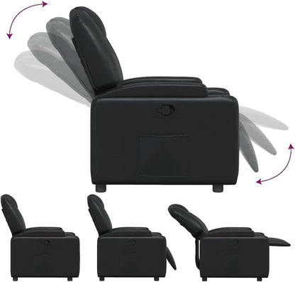 Verstelbare Fauteuil – Relaxstoel – Tv-stoel – Ligstoel – Armstoel – Zwart Kunstleer – Verstelbaar Tot 135 Graden – Inclusief Bekerhouders