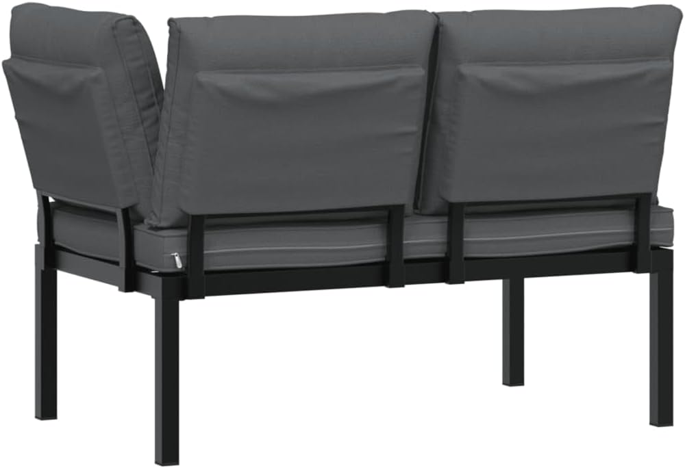 vidaXL Garden bench with cushions aluminum black - QUORE