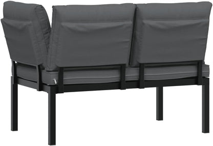 vidaXL Garden bench with cushions aluminum black - QUORE