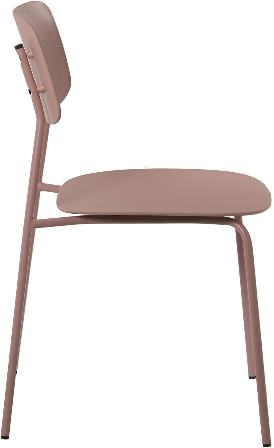 DRW Set van 4 stoelen van polypropyleen en metaal in roze, 43 x 48 x 78 cm, zithoogte 44 cm