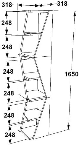 Elegant Walnoot & White Bookshelf, 165 cm hoogte, 31,8 cm breedte, 100% melamine gecoat deelbord, 18 mm dik, stijlvolle opslag voor moderne woningen