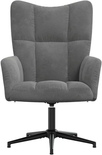 Relaxstoel – Fauteuil – Lounge Chair – Draaifauteuil – Zithoekstoel – Donkergrijs Fluweel – 360 Graden Draaibaar – Stalen Frame Met Kruisvoet