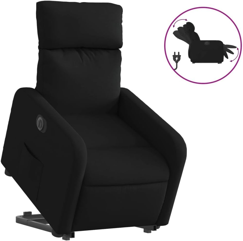 Fauteuil – Elektrische Fauteuil – Relaxstoel – Lounge Stoel – Slaapkamer Stoel – Verstelbare Rugleuning – Heffunctie – Zwarte Stof – Comfortabel
