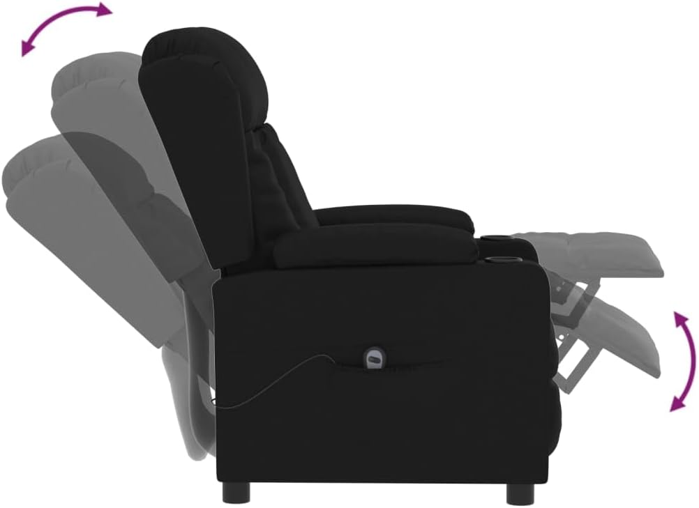 Relaxstoel – Elektrische Relaxstoel – Tv-Stoel – Ligstoel – Verstelbare Stoel – Zwart Kunstleer – 3 Ligposities Met Afstandsbediening – Stevig Hout-Metaal Frame