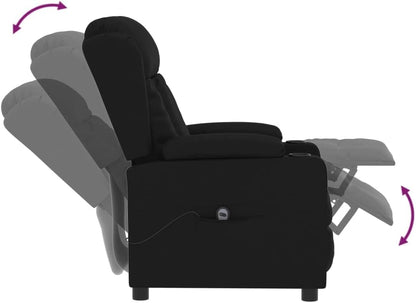 Relaxstoel – Elektrische Relaxstoel – Tv-Stoel – Ligstoel – Verstelbare Stoel – Zwart Kunstleer – 3 Ligposities Met Afstandsbediening – Stevig Hout-Metaal Frame