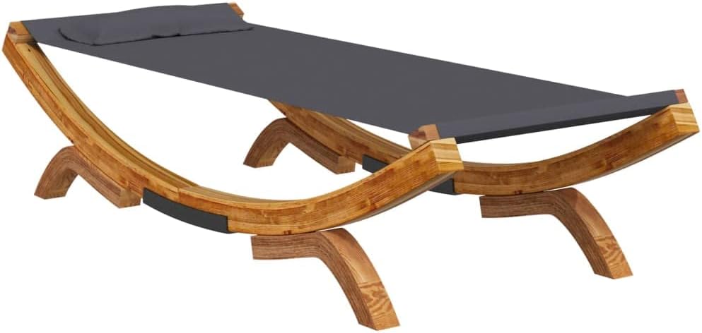 Sun Bath, Outdoor Lounger, 100 x 188 x 44 cm, Wood, Curved Anthracite, Sun Lounger, Outdoor Sun Lounger, Beach Chair, Relaxation for Garden, Patio, Balcony, Camping - QUORE