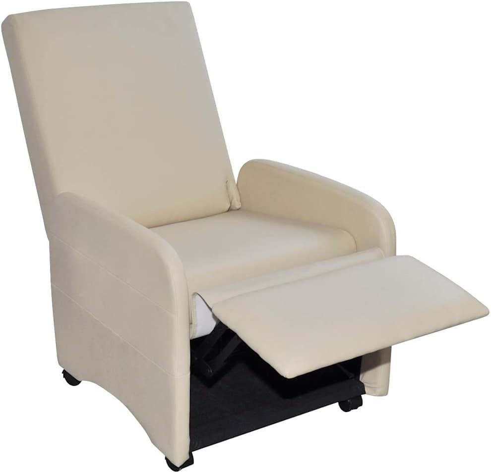 vidaXL Armchair Adjustable Faux Leather Cream Chair Armchair Relax Armchairs
