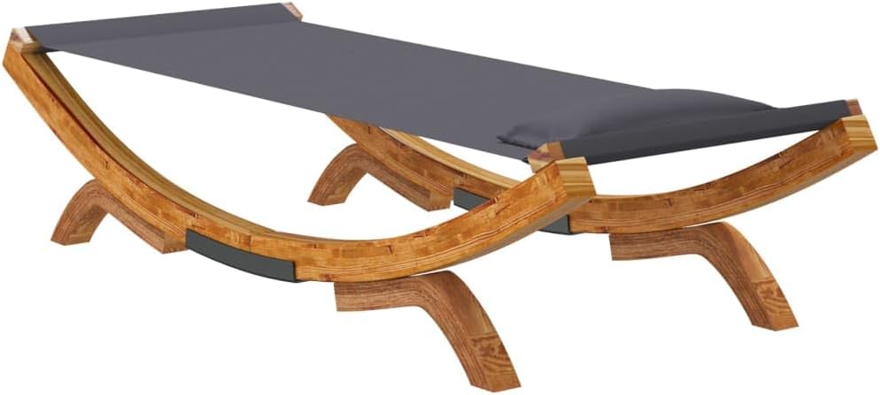 Sun Bath, Outdoor Lounger, 100 x 188 x 44 cm, Wood, Curved Anthracite, Sun Lounger, Outdoor Sun Lounger, Beach Chair, Relaxation for Garden, Patio, Balcony, Camping - QUORE