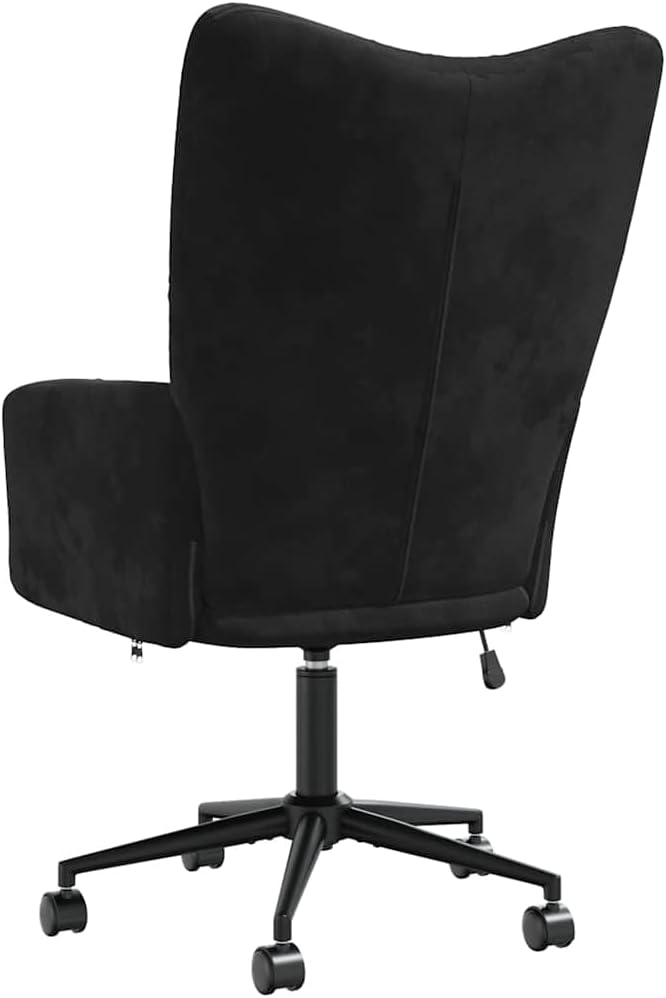Relaxstoel Zwart Fluweel – Relaxstoel Met Armleuningen – Loungestoel – Televisiestoel – Oorfauteuil – 360 Graden Draaibaar – Verstelbare Zithoogte