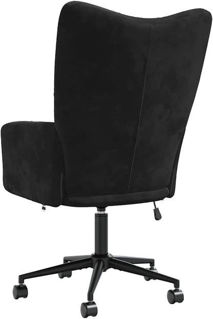 Relaxstoel Zwart Fluweel – Relaxstoel Met Armleuningen – Loungestoel – Televisiestoel – Oorfauteuil – 360 Graden Draaibaar – Verstelbare Zithoogte