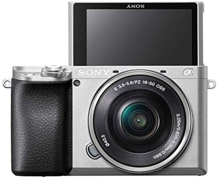 Sony Alpha 6100 | APS-C spiegelloze camera met 16-50 mm powerzoomlens | snelle 0,02 s autofocus met oogherkenning voor mens en dier, 4K-filmopnames en kantelbaar display | zilver