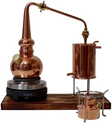 Whisky Distilleerketel – Distillatieketel – Whisky Destilleerketel – Snaps Ketel – Brandewijn Ketel – 0,5 Liter – Koper Met Messing – Elektrische Kookplaat 500W