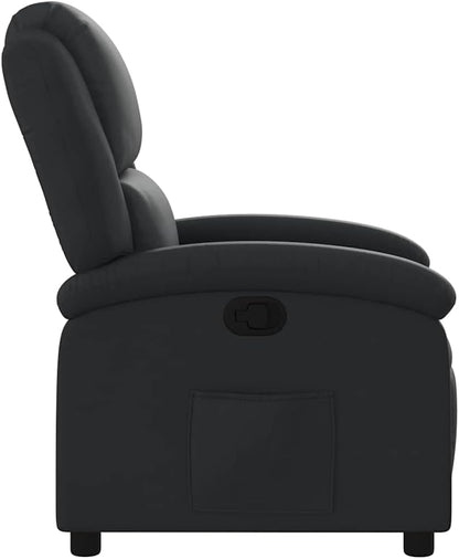 Relaxstoel – Tv-Stoel – Ligstoel – Fauteuil – Loungechair – Echt Zwart Leer – Handmatige Ligfunctie – Stevig Frame