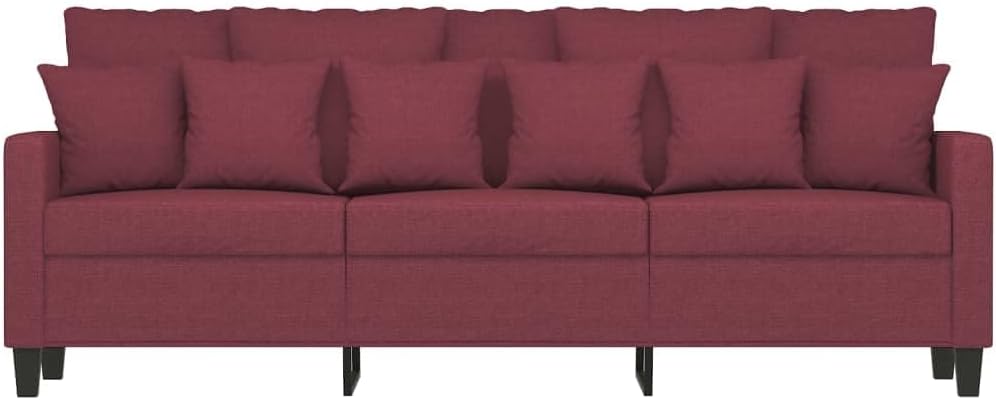 Gecheer 3 Seater Sofa Lounge Sofa with Armrests, Club Bench, Guest Bed, Sofa Bed, Living Room Bed, Sofa Bed, 198 x 77 x 80 cm (W x D x H), Metal Frame, Three Seater, Wine Red - QUORE