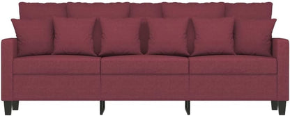 Gecheer 3 Seater Sofa Lounge Sofa with Armrests, Club Bench, Guest Bed, Sofa Bed, Living Room Bed, Sofa Bed, 198 x 77 x 80 cm (W x D x H), Metal Frame, Three Seater, Wine Red - QUORE