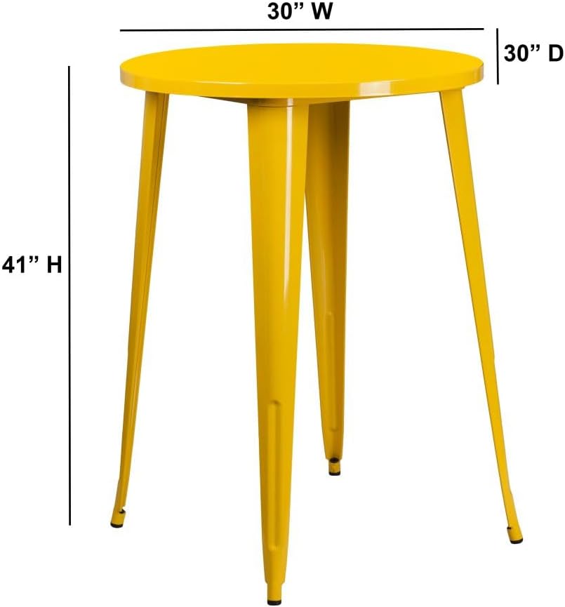 Flash Furniture Ronde tafel voor binnen-buiten bar, metaal, geel, 101,6 x 77,47 x 12,7 cm