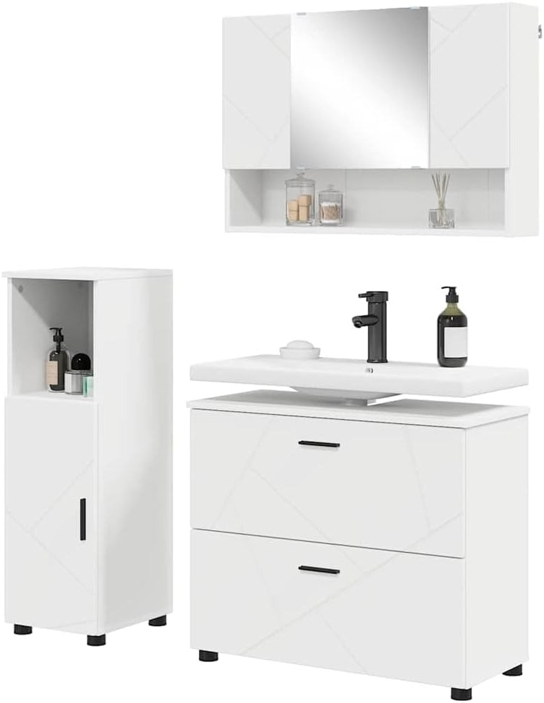 vidaXL Bathroom Set - Modern furniture for home storage, sleek design, decorative cabinet - QUORE