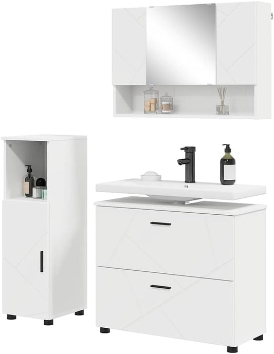 vidaXL Bathroom Set - Modern furniture for home storage, sleek design, decorative cabinet - QUORE