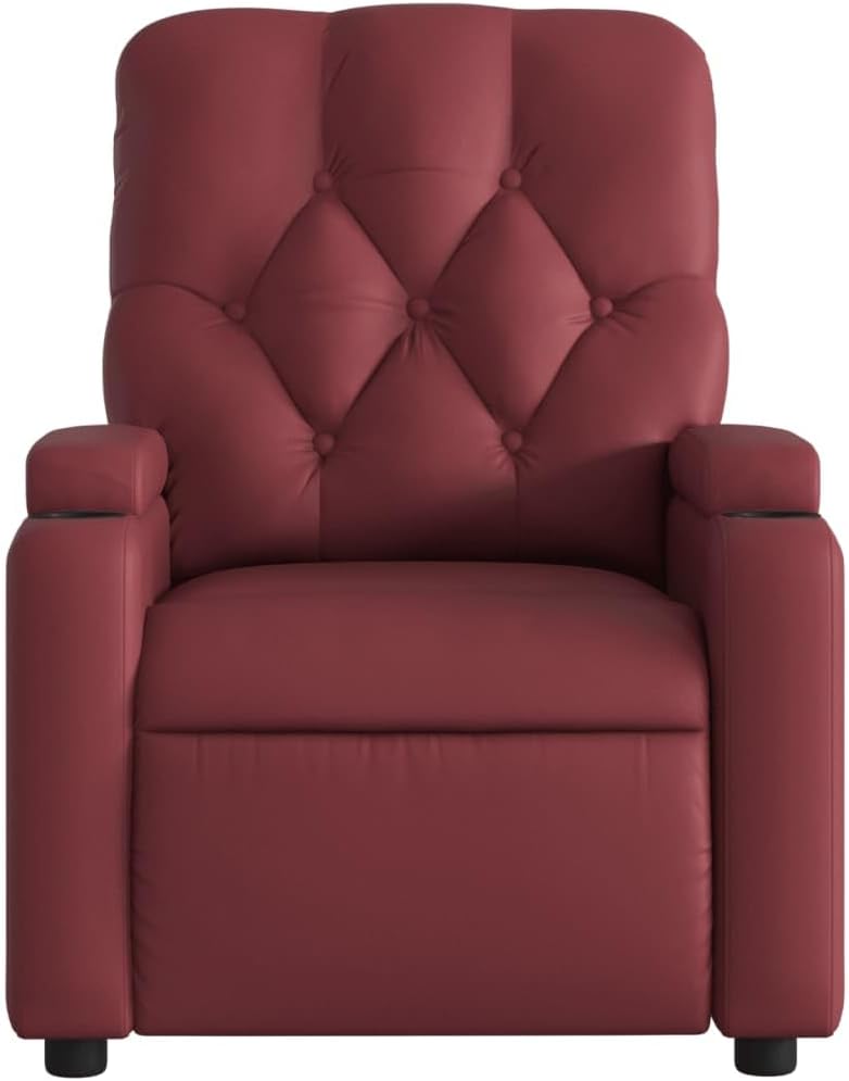 Leunstoel, wijnrood, kunstleer, meubelstuk voor woonkamer, fauteuil, relaxstoel, slaapkamerstoel, model 372507 - QUORE