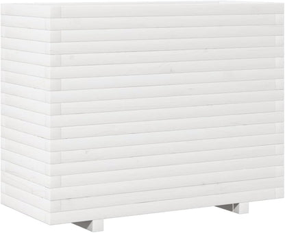 White Flower Box 90 x 40 x 72 cm Solid Pine Wood Flower Box on Legs Trellis Planter Patio - QUORE